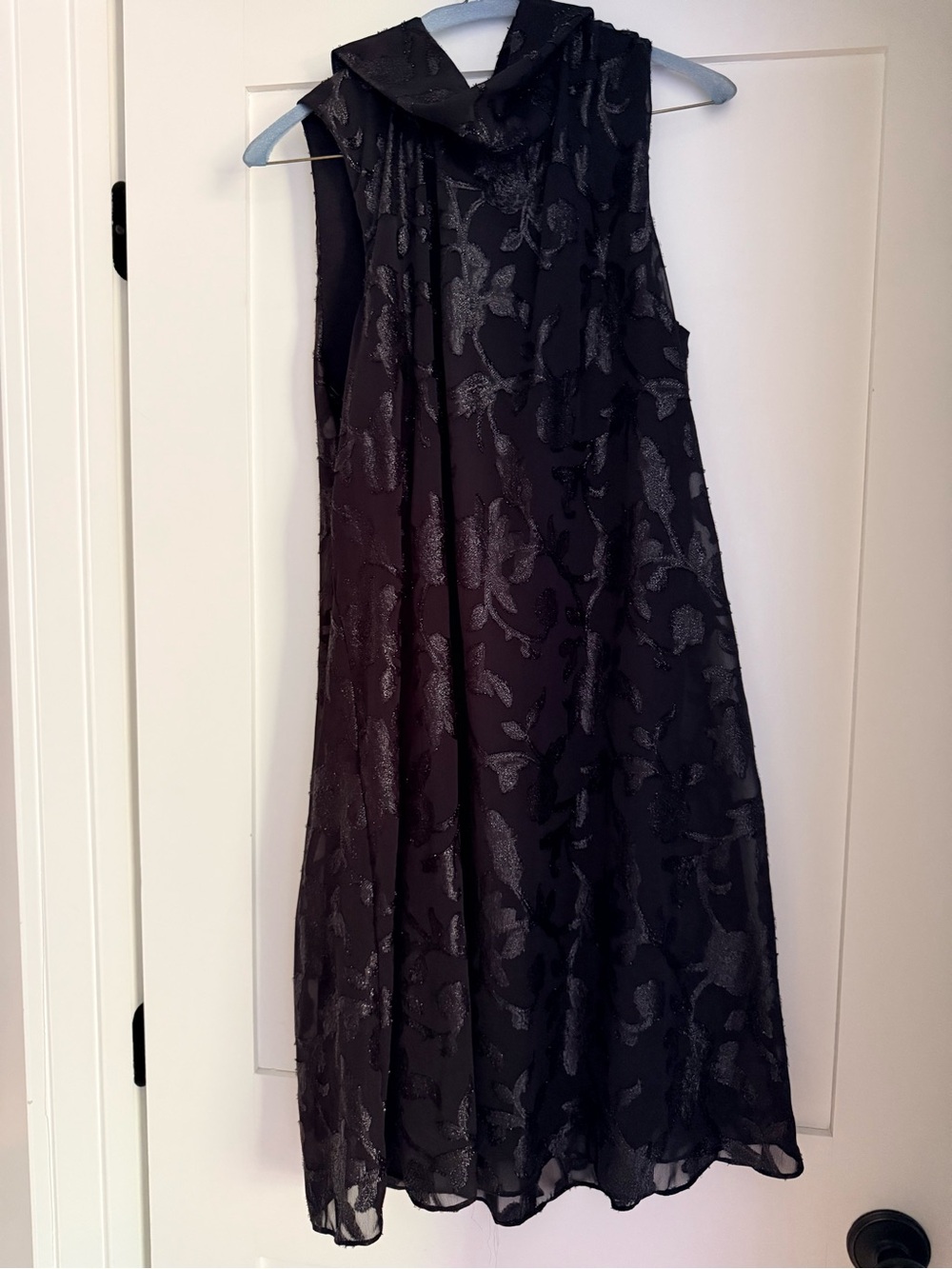 WORN ONCE! connected apparel Black Sleeveless Midi Dress with Floral Jacquard